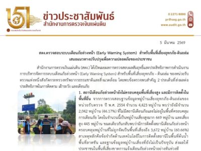 สตง.ตรวจสอบระบบเตือนภัยล่วงหน้า (Early Warning System)